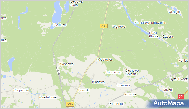 mapa Kłodawa Leśniczówka, Kłodawa Leśniczówka na mapie Targeo