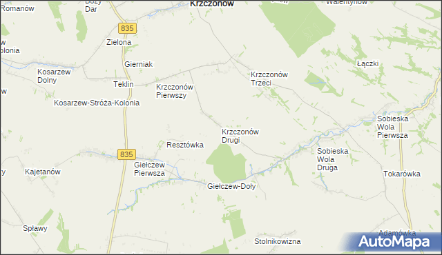 mapa Krzczonów Drugi, Krzczonów Drugi na mapie Targeo