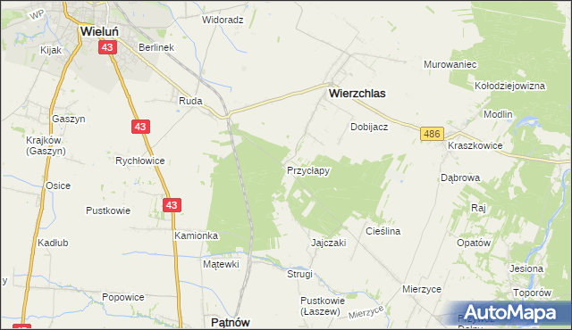 mapa Przycłapy, Przycłapy na mapie Targeo