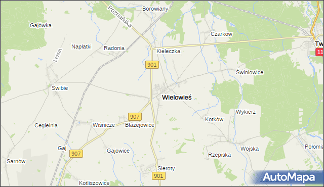 mapa Wielowieś powiat gliwicki, Wielowieś powiat gliwicki na mapie Targeo