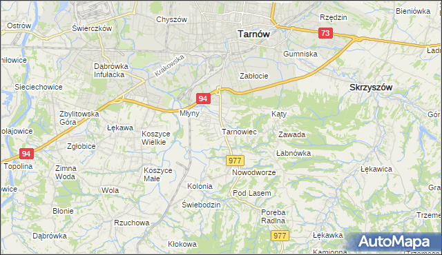 mapa Tarnowiec gmina Tarnów, Tarnowiec gmina Tarnów na mapie Targeo