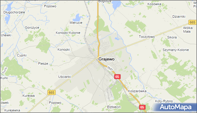 mapa Grajewo, Grajewo na mapie Targeo