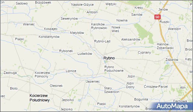 mapa Kamieńszczyzna gmina Rybno, Kamieńszczyzna gmina Rybno na mapie Targeo