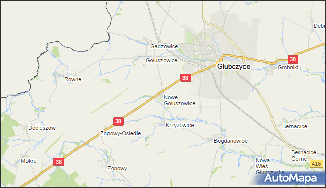 mapa Nowe Gołuszowice, Nowe Gołuszowice na mapie Targeo
