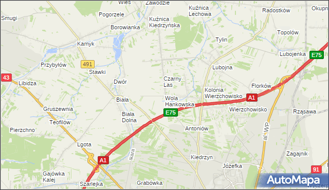 mapa Wola Hankowska, Wola Hankowska na mapie Targeo