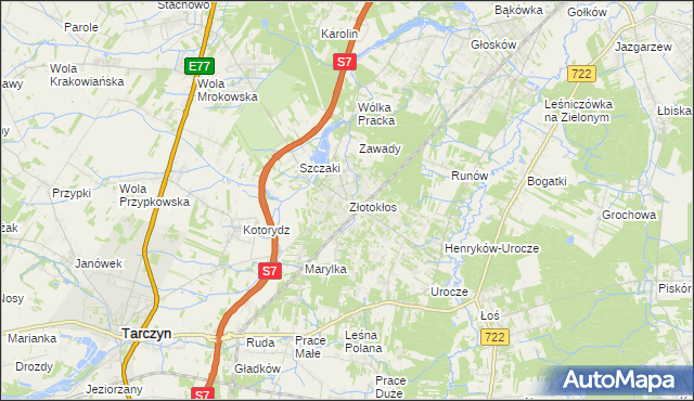 mapa Złotokłos, Złotokłos na mapie Targeo