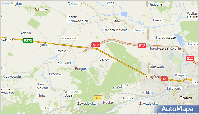 mapa Janów gmina Chełm, Janów gmina Chełm na mapie Targeo