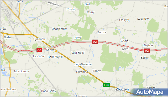 mapa Ługi Wielkie, Ługi Wielkie na mapie Targeo