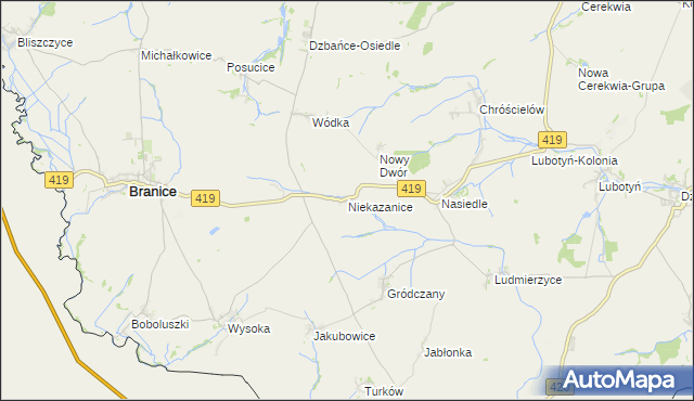 mapa Niekazanice, Niekazanice na mapie Targeo