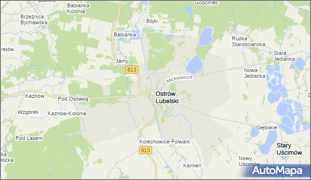 mapa Ostrów Lubelski, Ostrów Lubelski na mapie Targeo