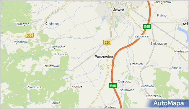 mapa Paszowice, Paszowice na mapie Targeo