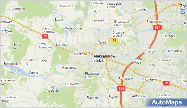 mapa Aleksandrów Łódzki, Aleksandrów Łódzki na mapie Targeo