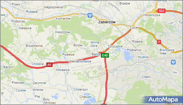 mapa Balice gmina Zabierzów, Balice gmina Zabierzów na mapie Targeo