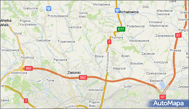 mapa Bibice, Bibice na mapie Targeo