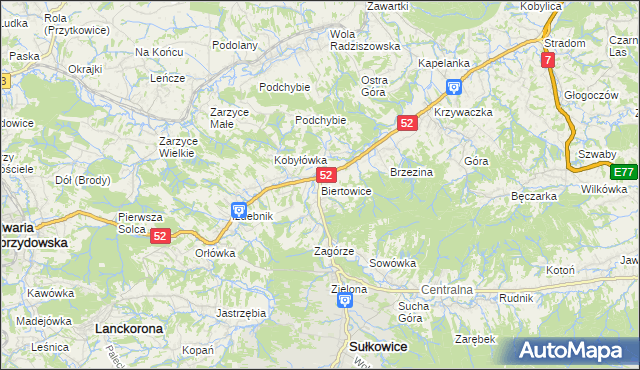 mapa Biertowice, Biertowice na mapie Targeo