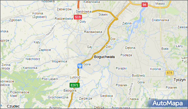 mapa Boguchwała powiat rzeszowski, Boguchwała powiat rzeszowski na mapie Targeo