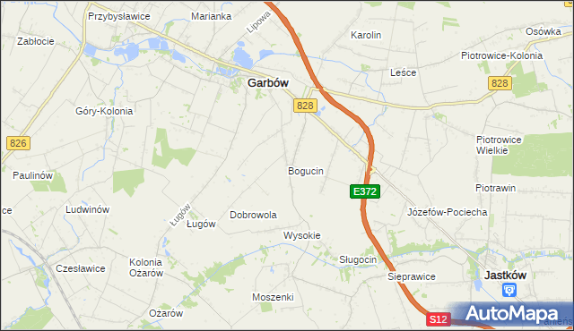 mapa Bogucin gmina Garbów, Bogucin gmina Garbów na mapie Targeo