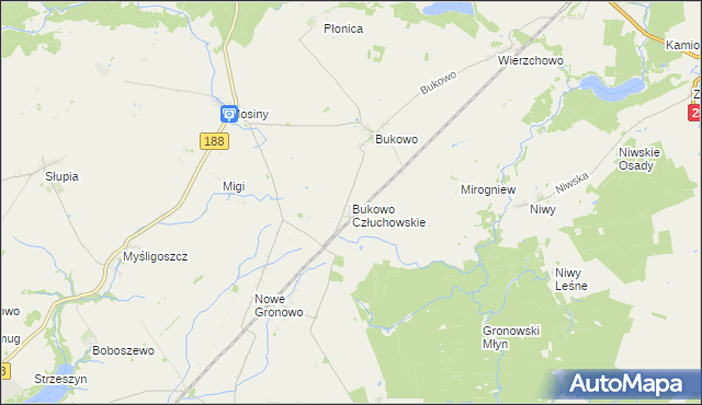 mapa Bukowo Człuchowskie, Bukowo Człuchowskie na mapie Targeo