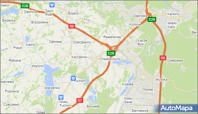 mapa Chwaszczyno, Chwaszczyno na mapie Targeo