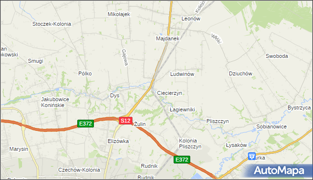 mapa Ciecierzyn gmina Niemce, Ciecierzyn gmina Niemce na mapie Targeo
