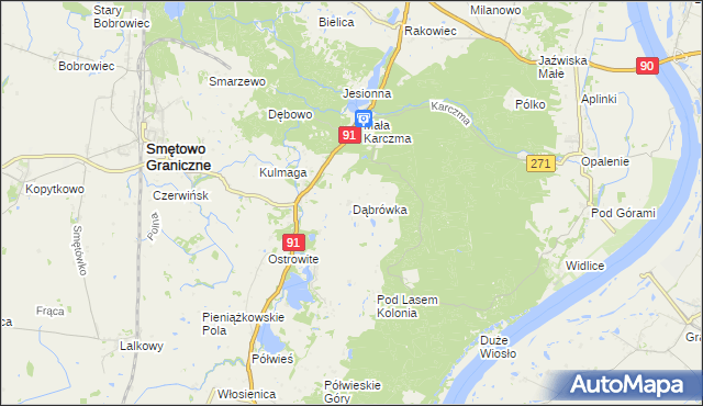 mapa Dąbrówka gmina Gniew, Dąbrówka gmina Gniew na mapie Targeo