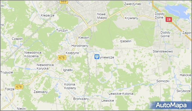 mapa Hryniewicze, Hryniewicze na mapie Targeo