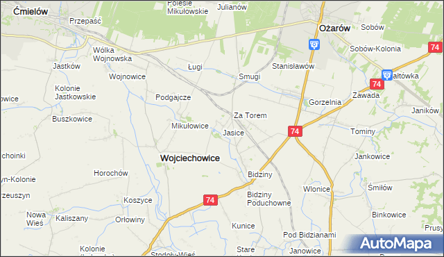mapa Jasice, Jasice na mapie Targeo