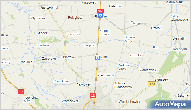 mapa Kokanin, Kokanin na mapie Targeo