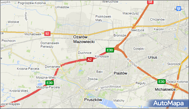 mapa Konotopa gmina Ożarów Mazowiecki, Konotopa gmina Ożarów Mazowiecki na mapie Targeo