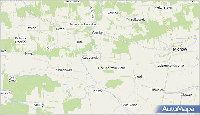 mapa Łukawka gmina Baranów, Łukawka gmina Baranów na mapie Targeo