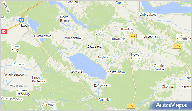 mapa Matyldów gmina Łąck, Matyldów gmina Łąck na mapie Targeo