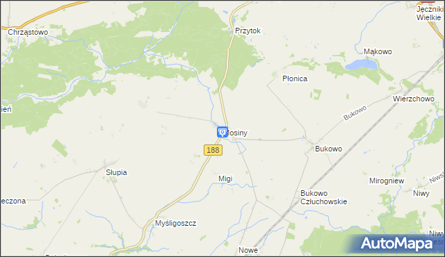 mapa Mosiny, Mosiny na mapie Targeo