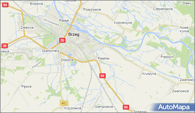 mapa Pawłów gmina Skarbimierz, Pawłów gmina Skarbimierz na mapie Targeo