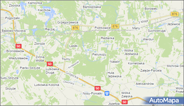 mapa Petrykozy gmina Żabia Wola, Petrykozy gmina Żabia Wola na mapie Targeo