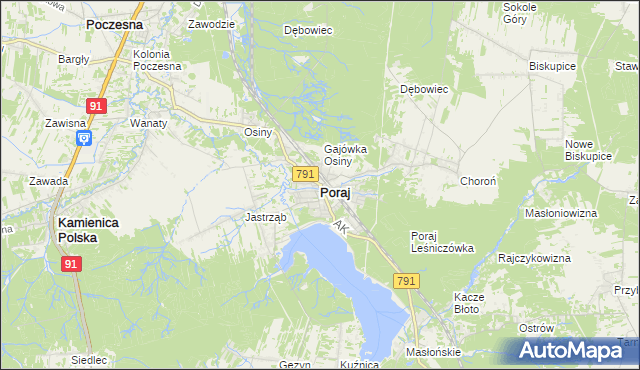 mapa Poraj powiat myszkowski, Poraj powiat myszkowski na mapie Targeo