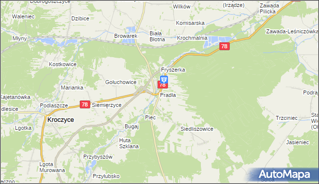 mapa Pradła, Pradła na mapie Targeo