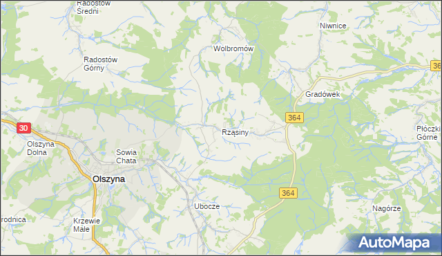 mapa Rząsiny, Rząsiny na mapie Targeo