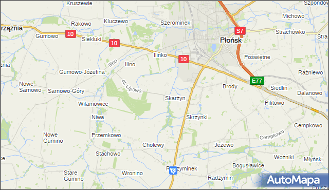 mapa Skarżyn gmina Płońsk, Skarżyn gmina Płońsk na mapie Targeo