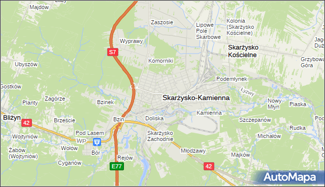 mapa Skarżysko-Kamienna, Skarżysko-Kamienna na mapie Targeo
