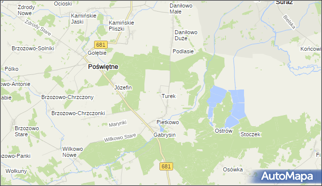 mapa Turek gmina Poświętne, Turek gmina Poświętne na mapie Targeo