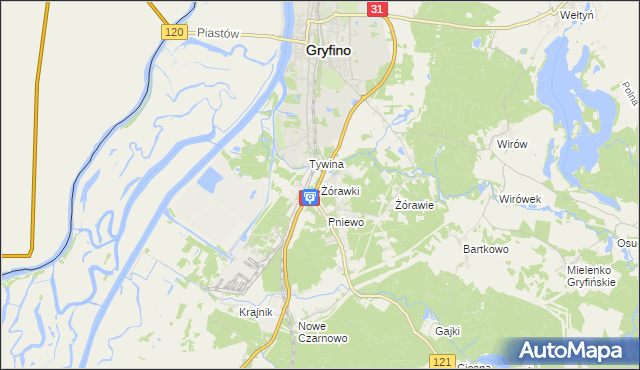 mapa Żórawki, Żórawki na mapie Targeo