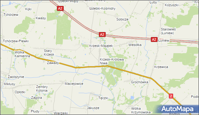 mapa Krzesk-Królowa Niwa, Krzesk-Królowa Niwa na mapie Targeo