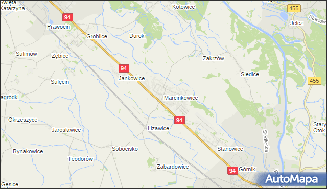 mapa Marcinkowice gmina Oława, Marcinkowice gmina Oława na mapie Targeo