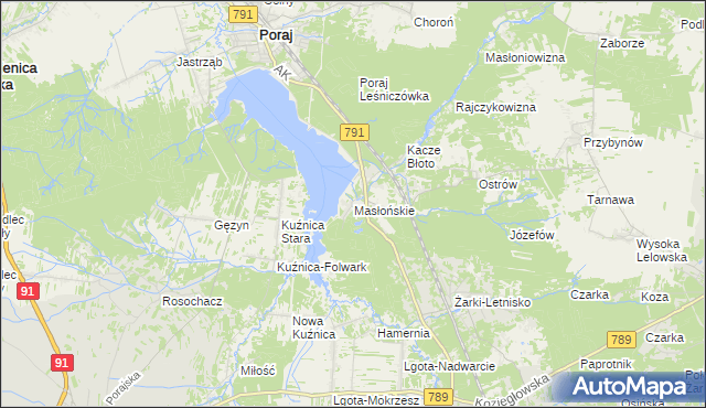 mapa Masłońskie, Masłońskie na mapie Targeo