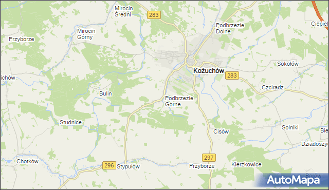 mapa Podbrzezie Górne, Podbrzezie Górne na mapie Targeo