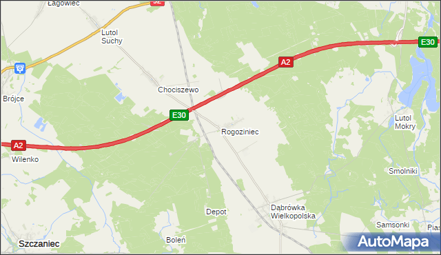 mapa Rogoziniec, Rogoziniec na mapie Targeo