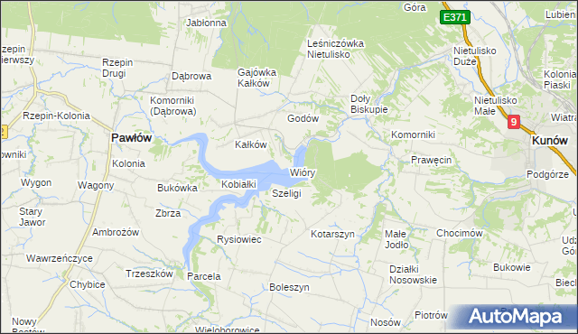 mapa Wióry, Wióry na mapie Targeo