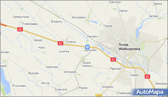 mapa Żabikowo, Żabikowo na mapie Targeo