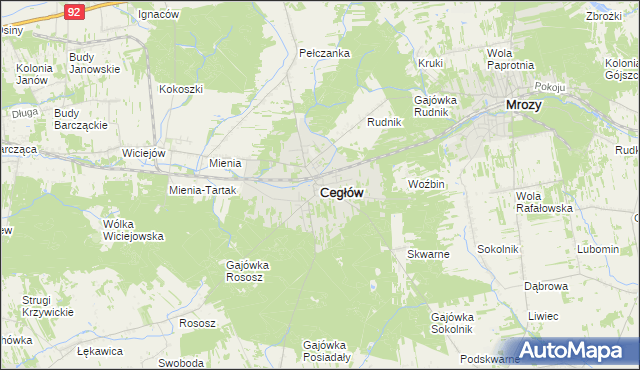 mapa Cegłów powiat miński, Cegłów powiat miński na mapie Targeo