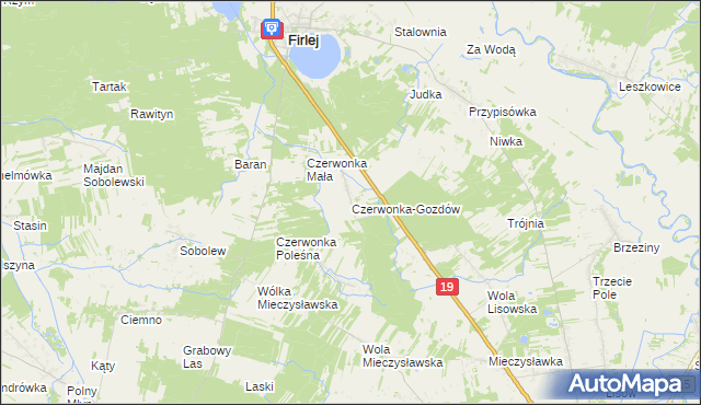 mapa Czerwonka-Gozdów, Czerwonka-Gozdów na mapie Targeo